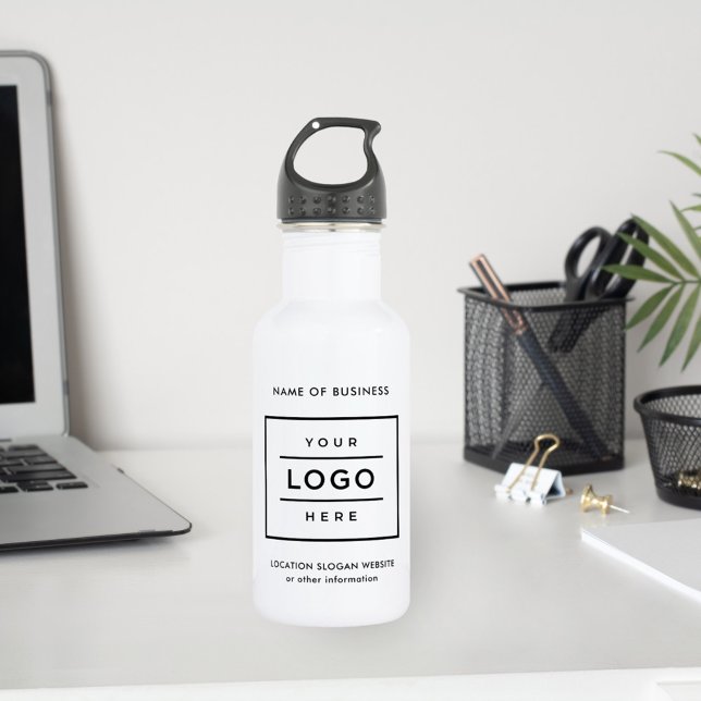 Branded White Business Logo Hydration Stainless Steel Water Bottle (Creator Uploaded)
