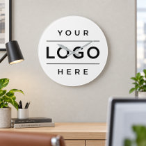 Branded White Business Logo Office Large Clock