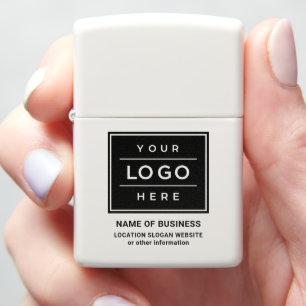 Branded White Business Logo Promo Zippo Lighter
