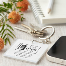 Branded White Business Logo QR Code Keychain
