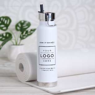 Branded White Business Logo Wellness Water Bottle