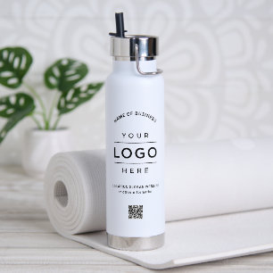 Branded White Logo QR Code Wellness Water Bottle