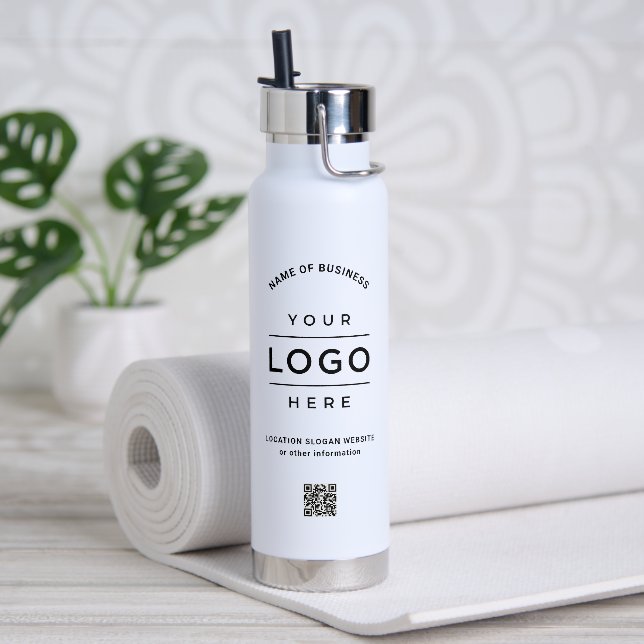 Branded White Logo QR Code Wellness Water Bottle (Yoga)