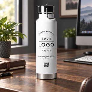 Branded White Logo QR Code Wellness Water Bottle