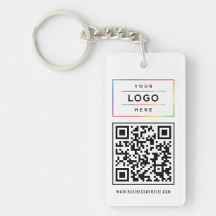 Branded White Logo QR Website Promo Keychain
