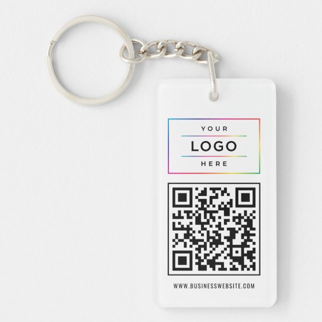 Branded White Logo QR Website Promo Keychain (Front)