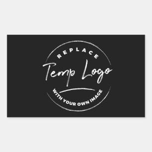 Branded with Your Corporate Logo on Black Rectangular Sticker