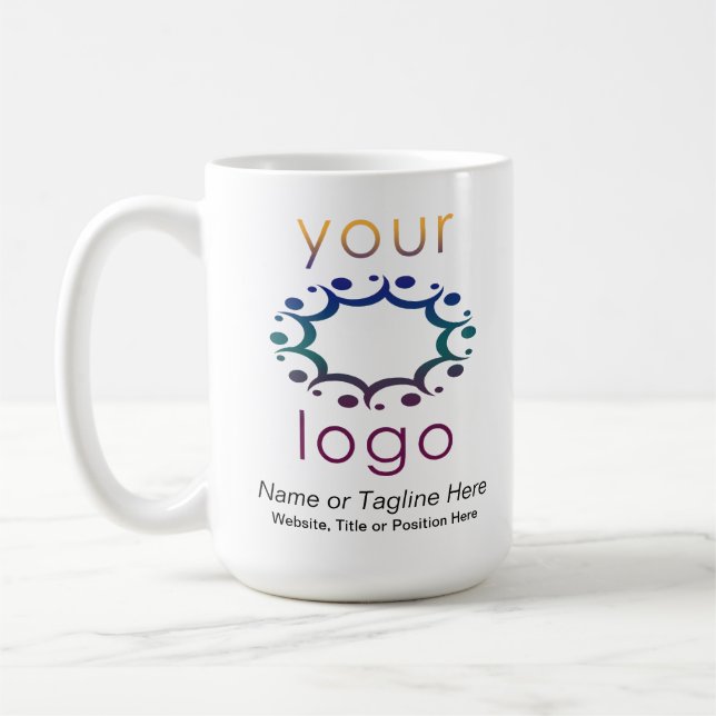 Branded with Your Logo and Details Customized Coffee Mug (Left)