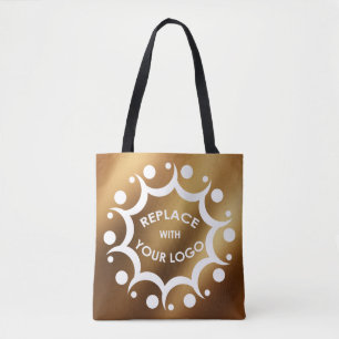 Branded with Your Logo Over Smooth Faux Gold Tote Bag