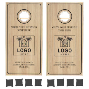 Branded Woodgrain Business Custom Rustic Logo Cornhole Set