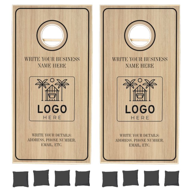 Branded Woodgrain Business | Custom Rustic Logo Cornhole Set (Set)