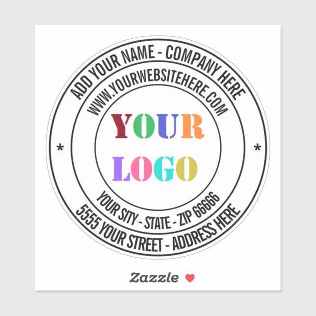 Branded Your Business Logo Custom Text Sticker (Sheet)
