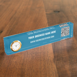Branded Your QR Code and Custom Text Promotional Desk Name Plate
