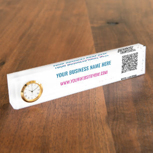 Branded Your QR Code and Text Business Promotional Desk Name Plate