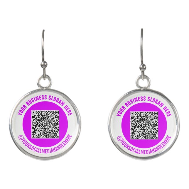 Branded Your QR Code Social Media Earrings Example (Front)