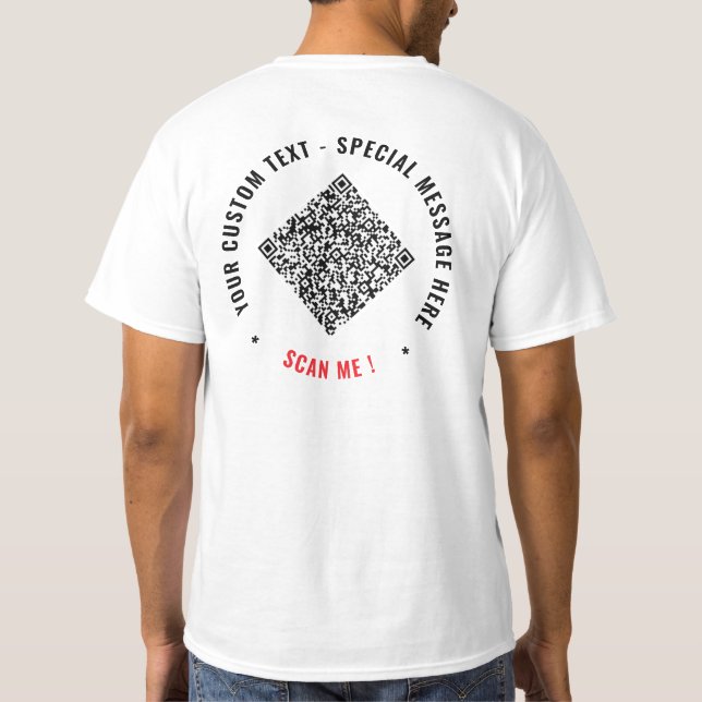 Branded Your QR Code T-Shirt Example Custom Text (Back)
