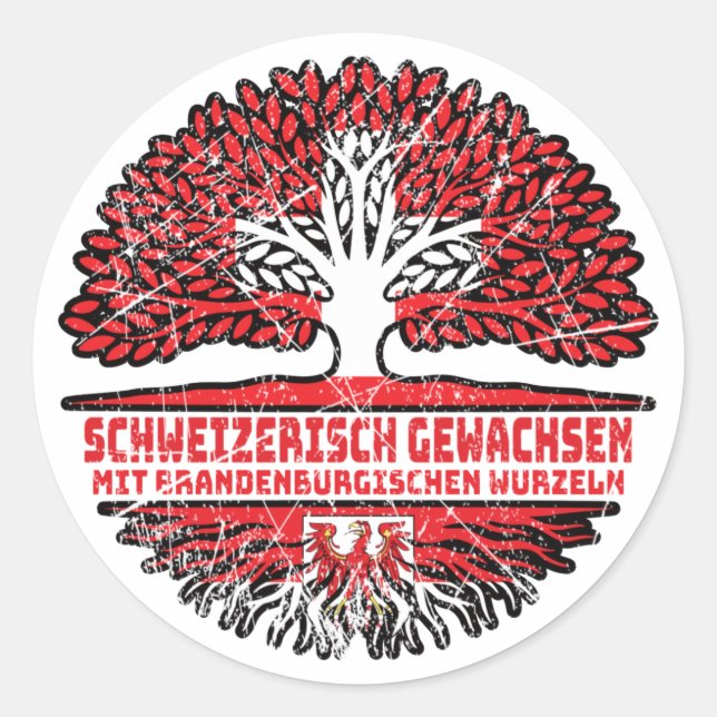 Brandenburg Brandenburgisch Schweizer Schweiz Baum Classic Round Sticker (Front)