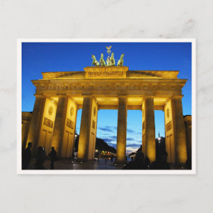 Brandenburg Gate at Night Berlin Germany Photo Postcard