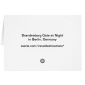 Brandenburg Gate at Night in Berlin, Germany Cards (Back Horizontal)