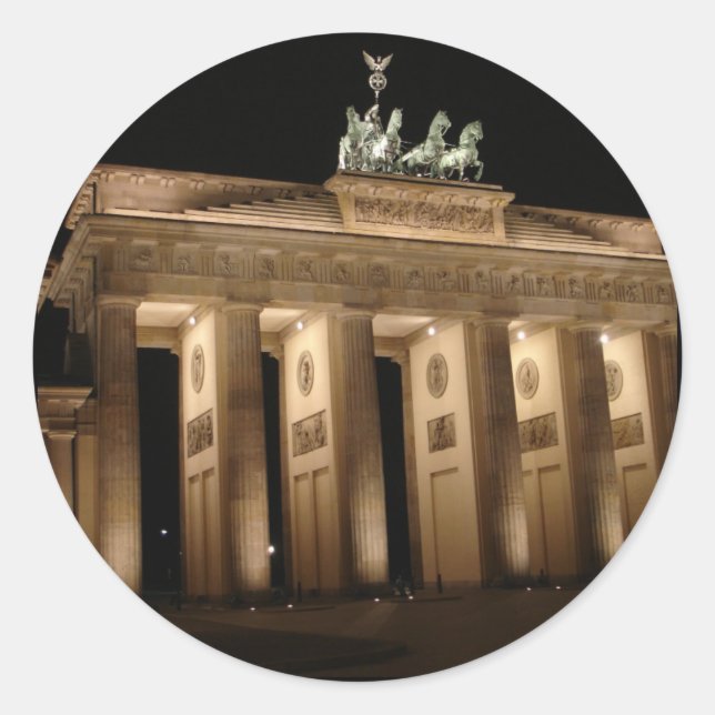 Brandenburg Gate at Night in Berlin, Germany Classic Round Sticker (Front)