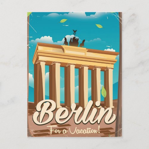 Brandenburg gate Berlin cartoon travel poster Postcard