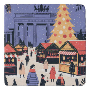Brandenburg Gate Berlin Christmas Poster Trivet