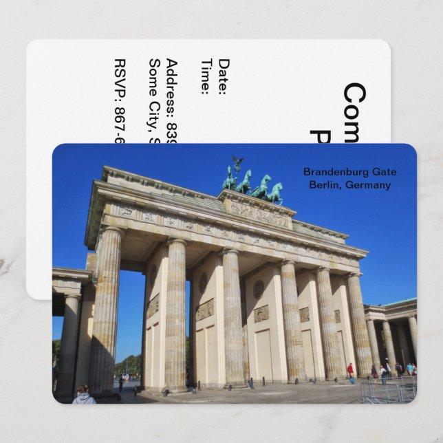 Brandenburg Gate, Berlin, Germany Invitation (Front/Back)