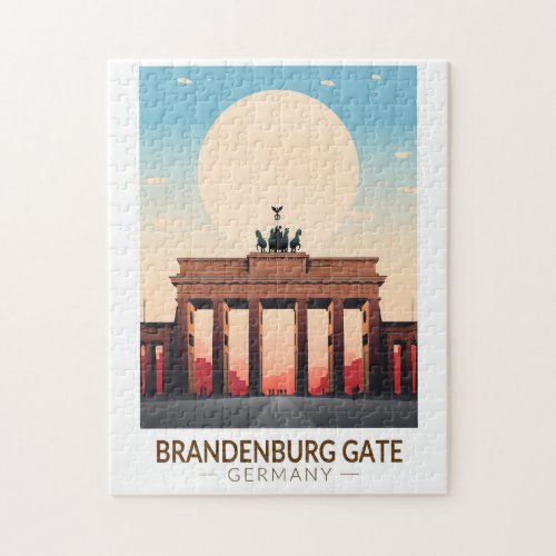 Brandenburg Gate Germany Travel Art Vintage Jigsaw Puzzle
