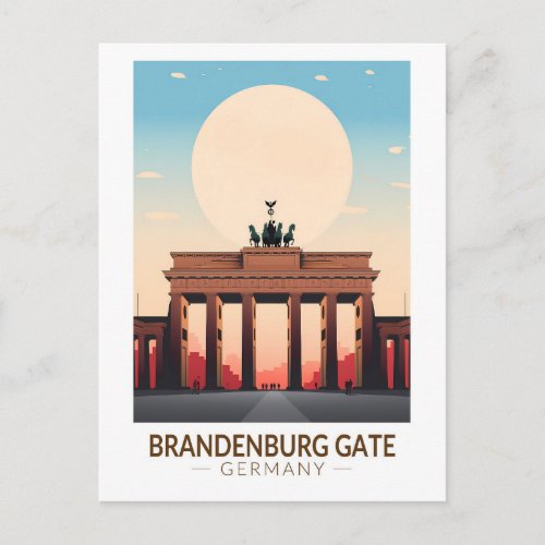 Brandenburg Gate Germany Travel Art Vintage Postcard