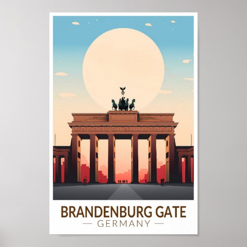 Brandenburg Gate Germany Travel Art Vintage Poster