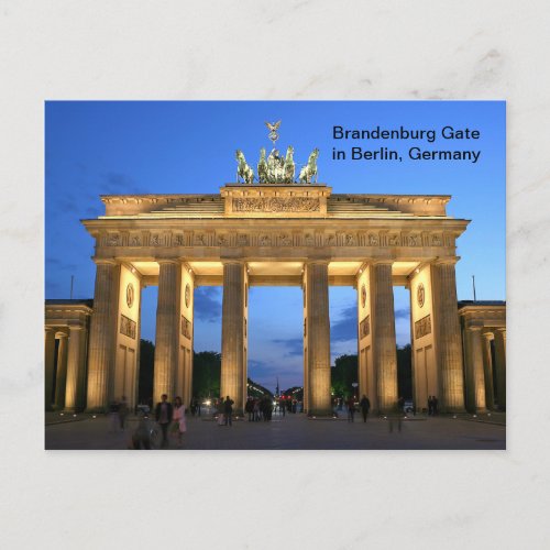 Brandenburg Gate in Berlin Germany at Night Postcard