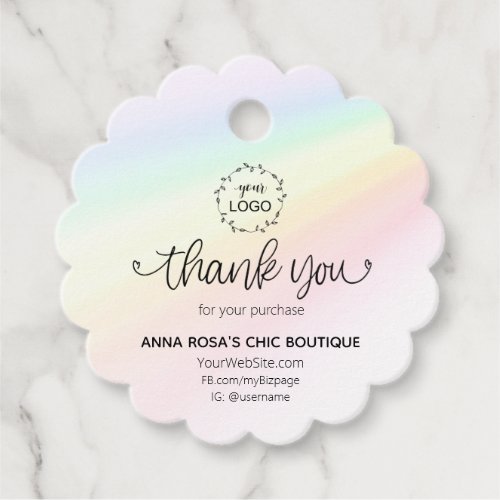   Branding Business Rainbow  Hearts Thank You Favor Tags