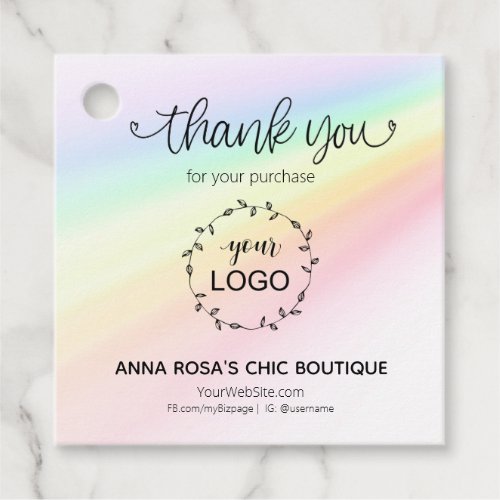 *~*  Branding Business Rainbow Hearts Thank You Favor Tags