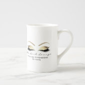 Branding Lashes Extension Beauty Studio Gold White Bone China Mug (Right)