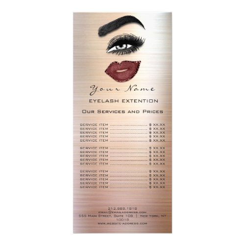 Branding Price List Lash Brow Extension Eyes Lips  Rack Card