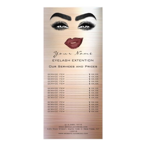 Branding Price List Lash Brow Extension Eyes Lips  Rack Card