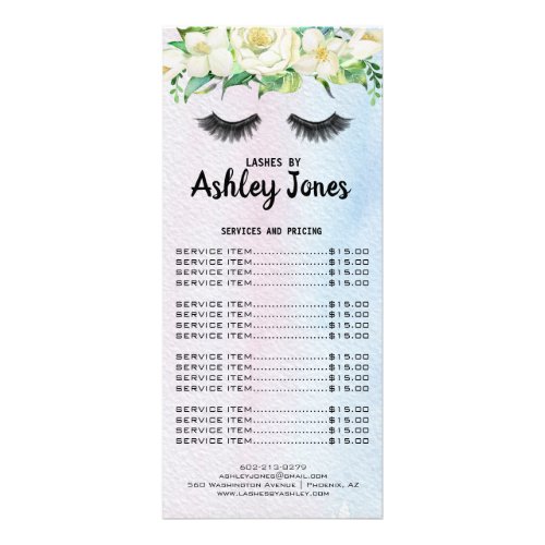 Branding Price List  Lash Extensions Rack Card