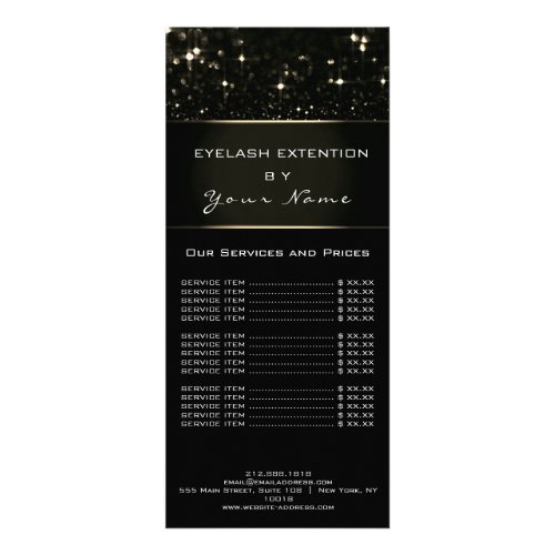 Branding Price List Lashes Beauty Black Frame Rack Card