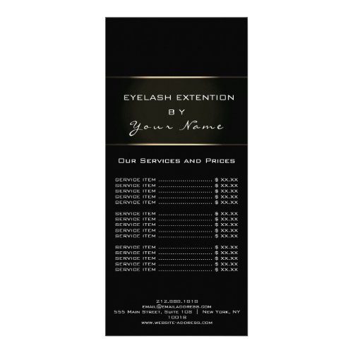 Branding Price List Lashes Extension Black Frame Rack Card