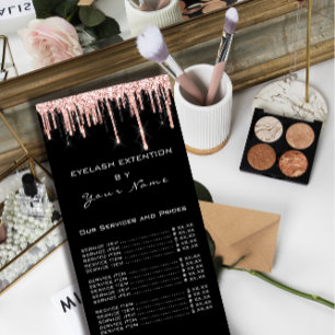 Branding Price List Lashes Extension Black White Rack Card