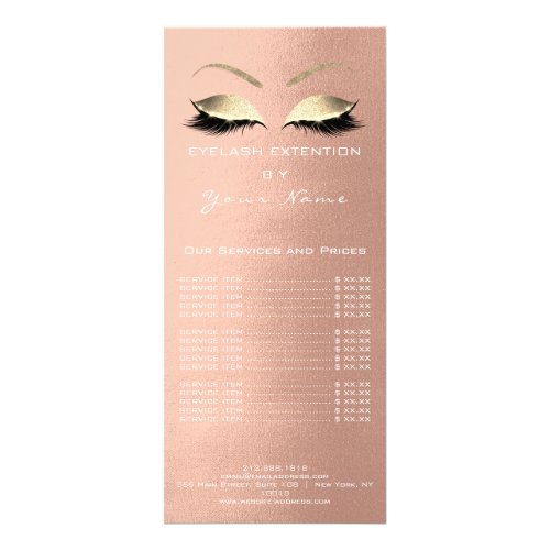 Branding Price List Lashes Extension Blush Silk Rack Card