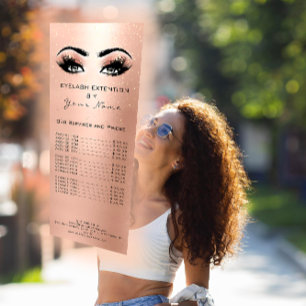 Branding Price List Lashes Extension Peach Spark Rack Card