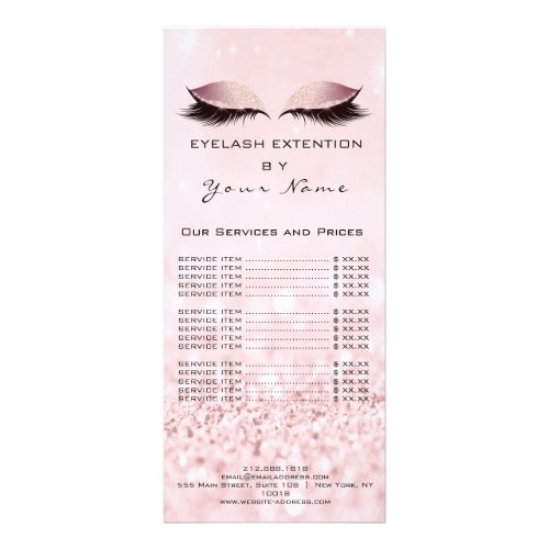 Branding Price List Lashes Extension Pink Eyes Rack Card