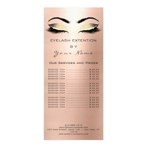 Branding Price List Lashes Extension Pink Rose1 Rack Card