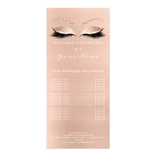 Branding Price List Lashes Extension Rose White Rack Card