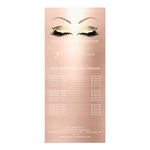 Branding Price List Lashes Extension Skinny White Rack Card