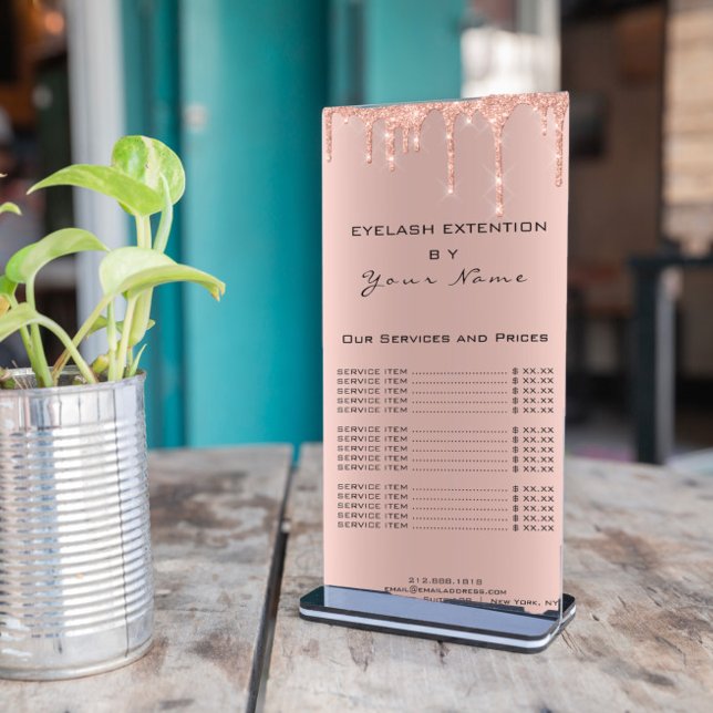 Branding Price List Lashes Extension SPARK Rose Rack Card (Branding Price List Lashes Extension SPARK Rose Rack Card)