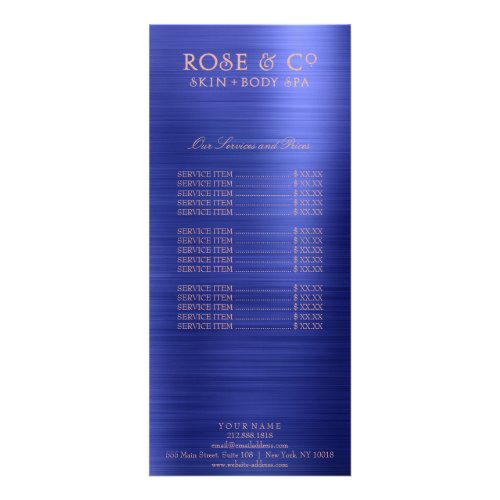 Branding Price List Pink Rose Gold Sapphire Blue 2 Rack Card