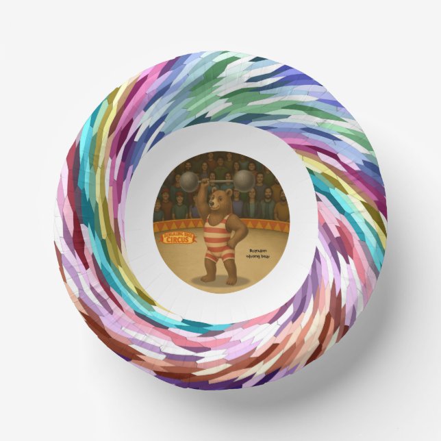 Brandon, circus strong bear paper bowls (Front)