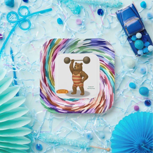 Brandon, circus strong bear paper plates (Party)